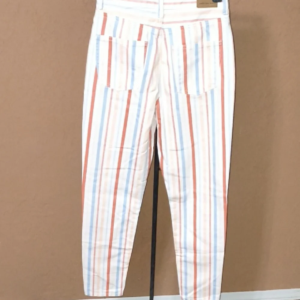 American Eagle Women's Multicolor Striped High Waisted Mom Jeans Size 0